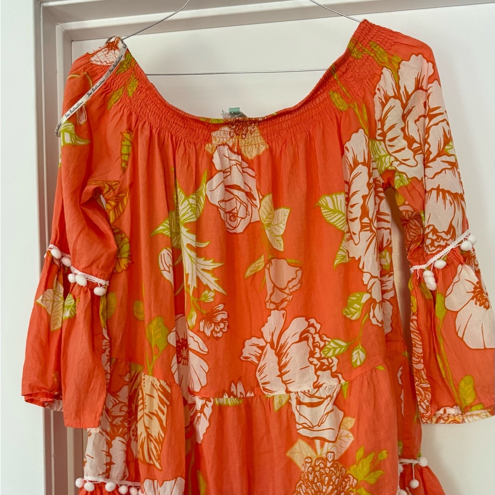 Vibrant Orange Floral Swim Coverup